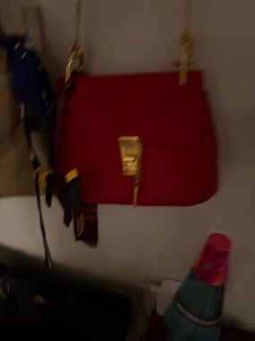 Red Leather Shoulder Bag with Gold Hardware CHLOE